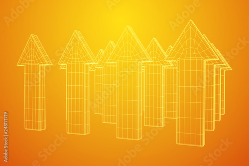 Arrow wireframe low poly mesh vector illustration
