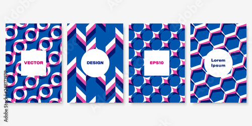 Set of Geometric Colorful Templates. Overlapping Mixed Colors. Multiply Blend Mode. EPS 10 Vector.