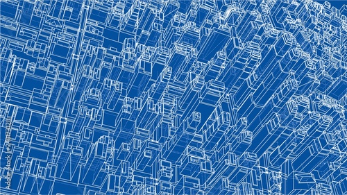 Wire-frame City, Blueprint Style