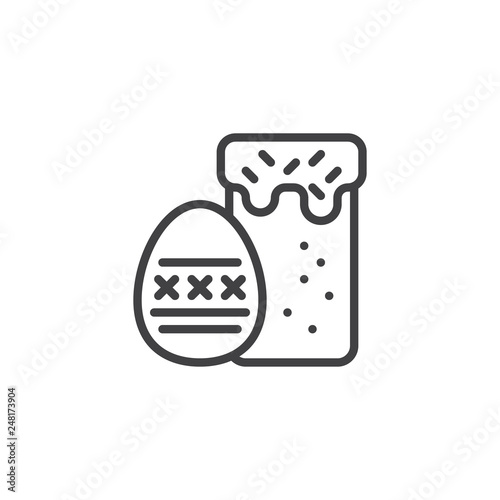 Easter cake and egg line icon. linear style sign for mobile concept and web design. Easter egg and cake outline vector icon. Symbol, logo illustration. Pixel perfect vector graphics
