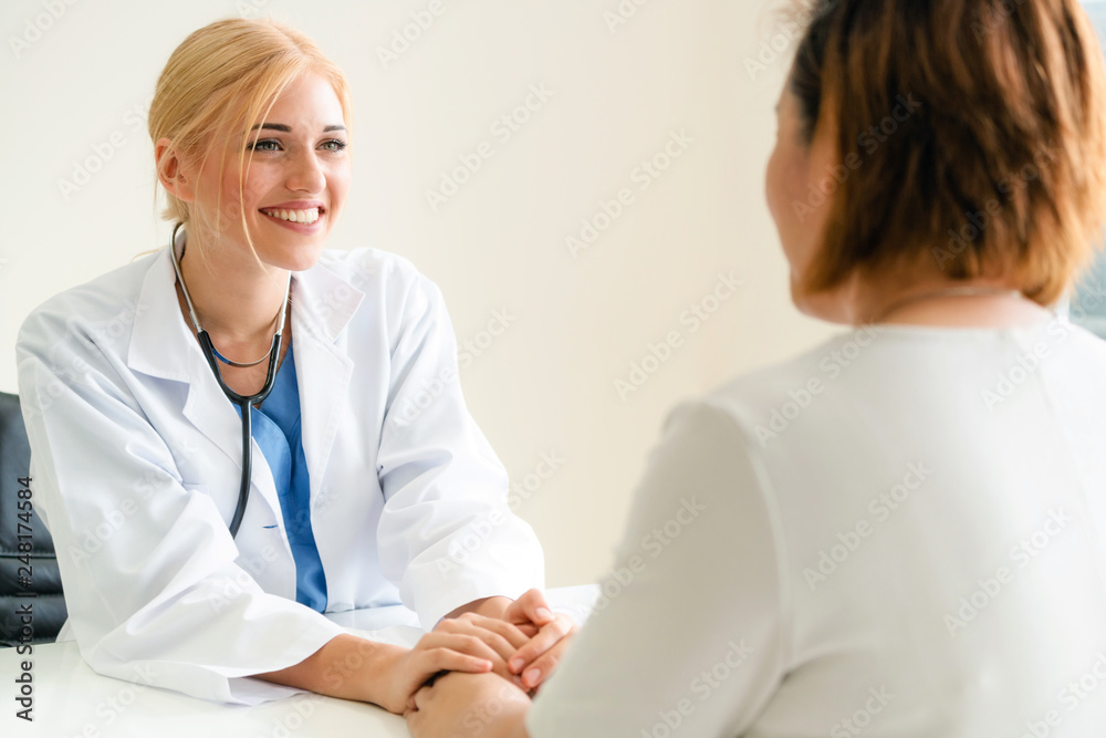 Female patient visits woman doctor or gynecologist during gynaecology ...