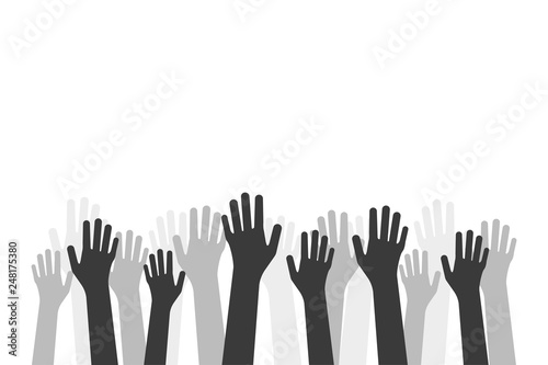 black hands up like volunteer crowd