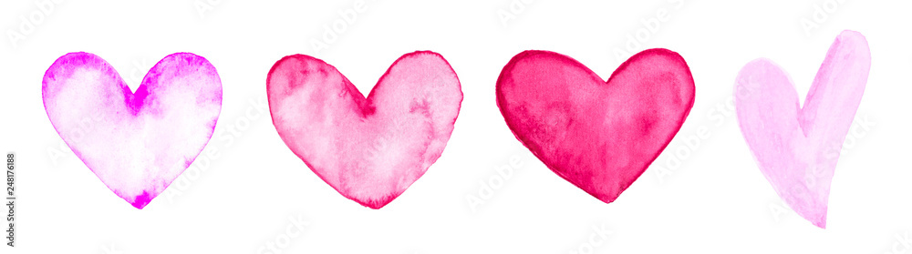 Hearts watercolor painting, can be used as valentine concept.