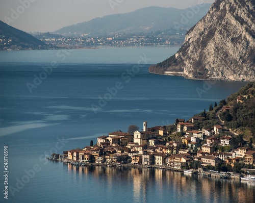 view of Montisola,Island in the Lake Iseo in Italy photo