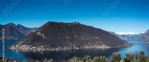 view of Montisola,Island in the Lake Iseo in Italy photo