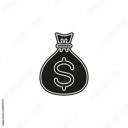 money bag icon - vector dollar sign - banking cash - finance investment icon