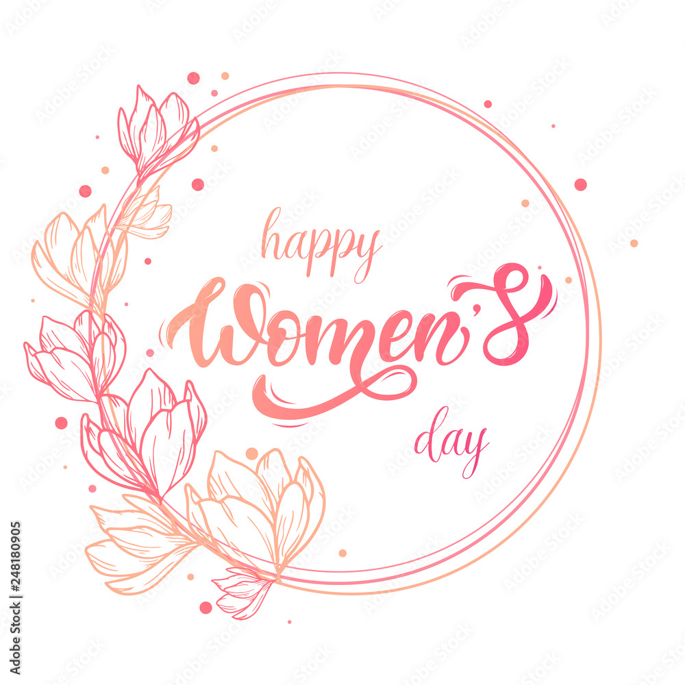 Cute happy women's day card, pister, print, banner design