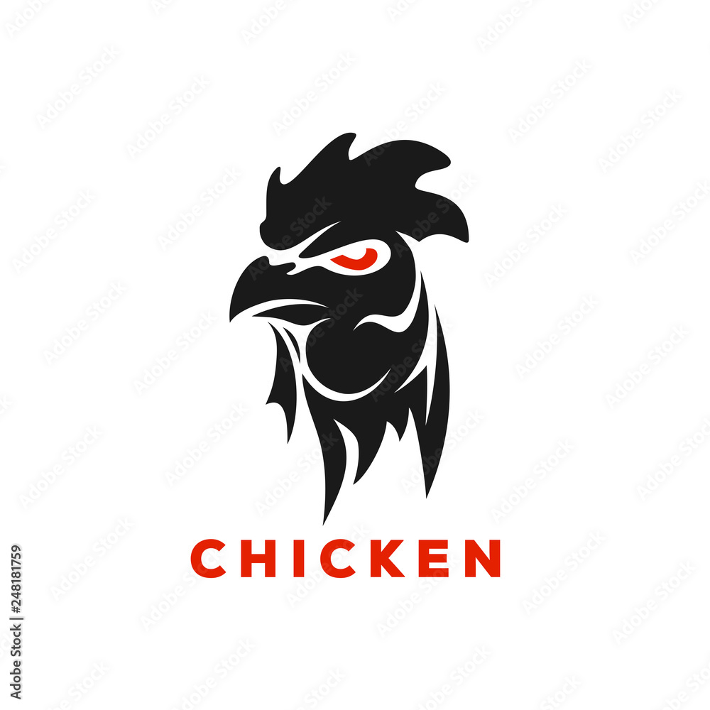 Fototapeta premium Rooster Logo Designs Concept, Chicken Head Mascot Logo Designs 