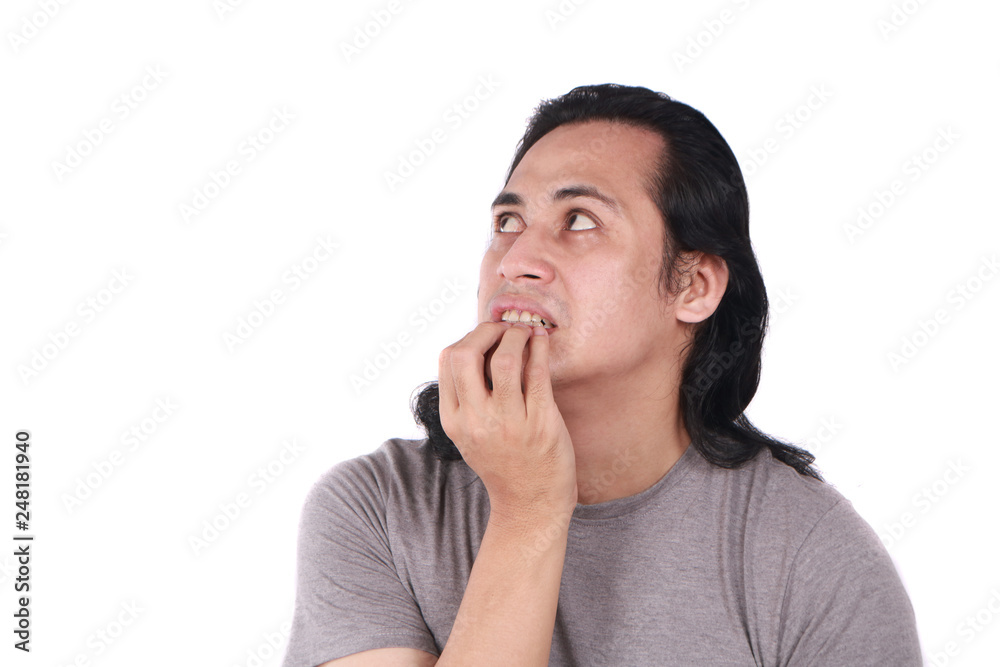 Young Man Nervous Afraid or Worried of Something
