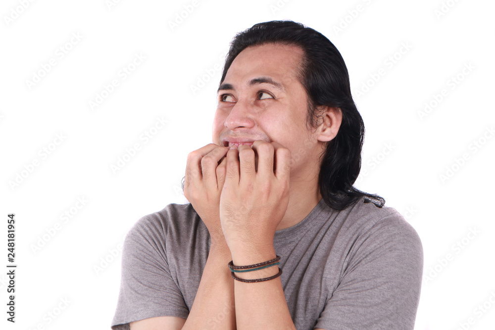 Young Man Nervous Afraid or Worried of Something Young Man Nervous Afraid or Worried of Something