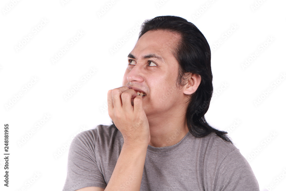 Young Man Nervous Afraid or Worried of Something Young Man Nervous Afraid or Worried of Something