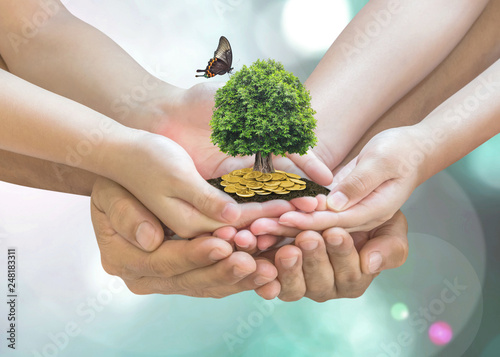 Slika na platnu Retirement planning, family financial investment and legacy concept with father