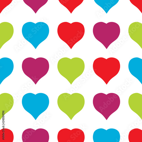Valentines Day seamless pattern with colorful hearts.