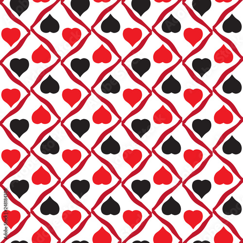 Valentines Day seamless pattern with colorful hearts.