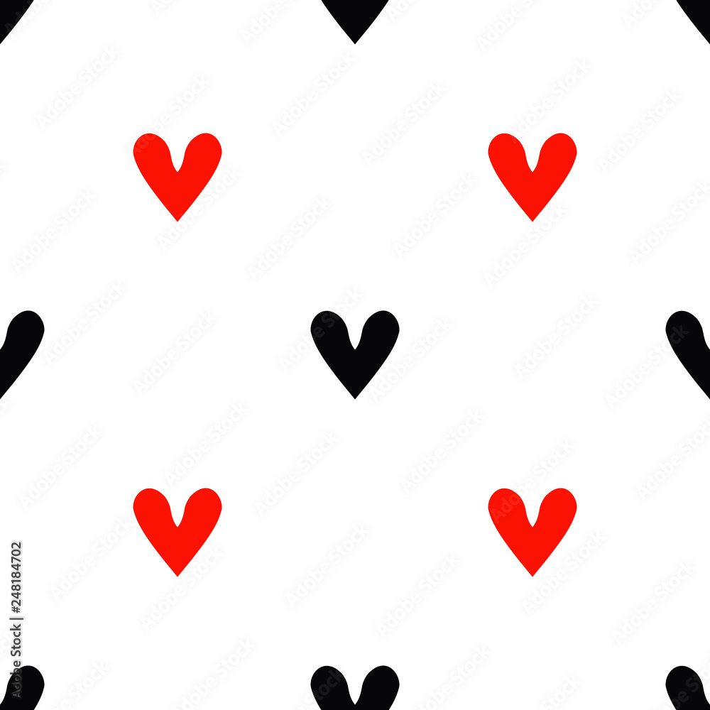 Seamless pattern with bright hearts for Valentine's day.