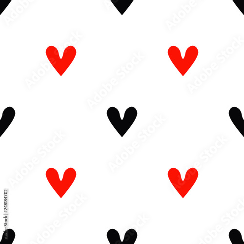 Seamless pattern with bright hearts for Valentine's day.