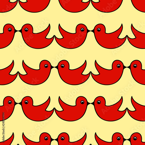 Seamless pattern with red birds.