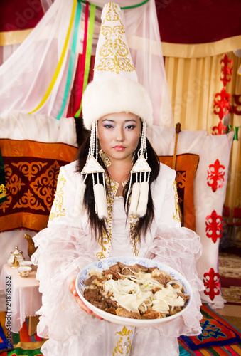 Kazakh women with national food– stock image photo