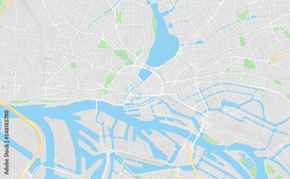 Hamburg, Germany, printable map Stock Vector | Adobe Stock