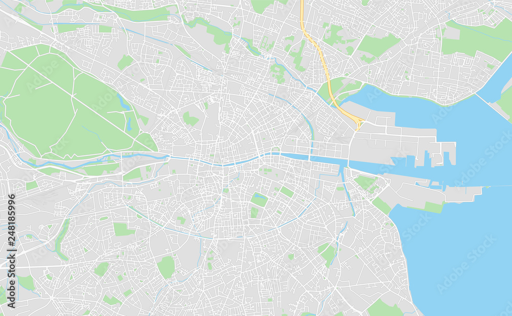 Obraz premium Dublin, Irlandia, mapa do druku