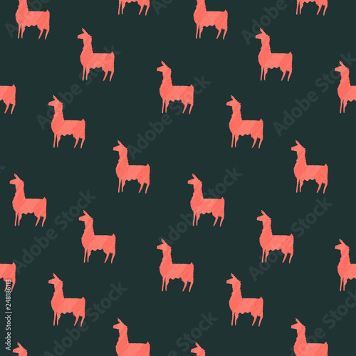 Element of seamless pattern. Coral llama print. Vector background.