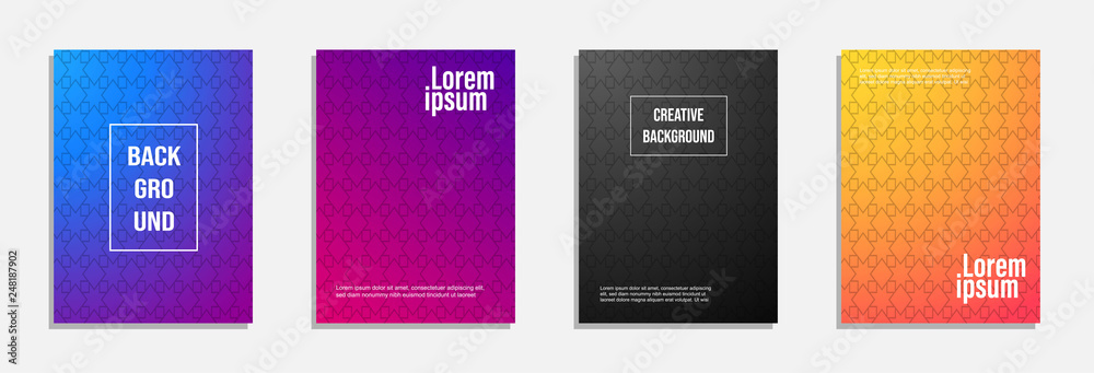 Colorful and modern cover design. Set of geometric pattern background Colorful and modern cover design. Set of geometric pattern background