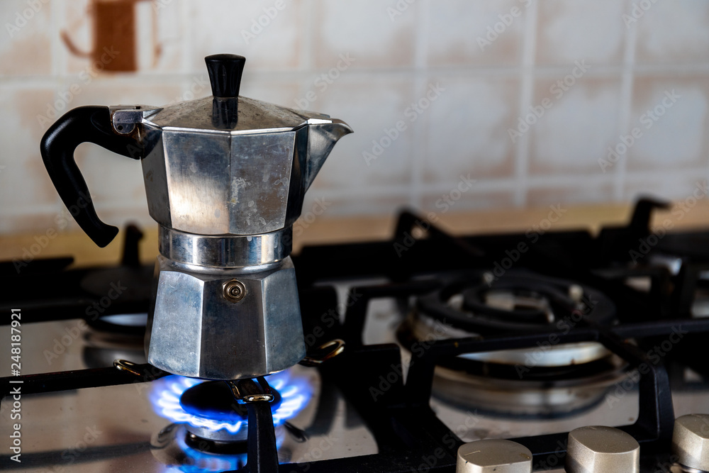 Espresso coffee in the old Moka coffee 