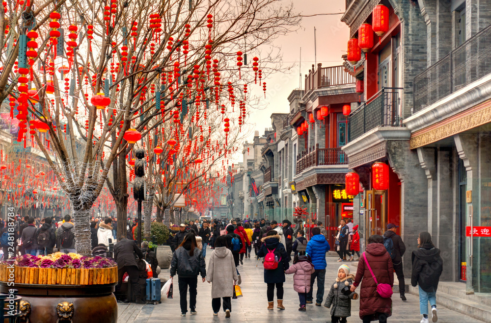 Qianmen district, Beijing, China - obrazy, fototapety, plakaty 