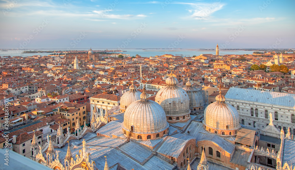 Italy beauty, Saint Mark's Cathedral from the tower on San Marco square in Venice, Venezia