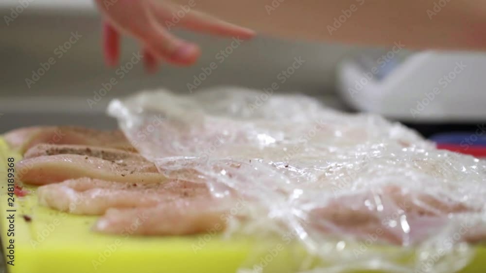 chicken breast hammering peppering getting ready chicken breast hammering peppering getting ready