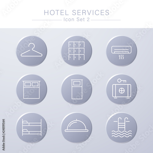 Hotel Services minimal icon set : Vector Illustration