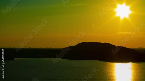 Time lapse morning sunrise at Lake Hamna in Shizuoka Japan. photo