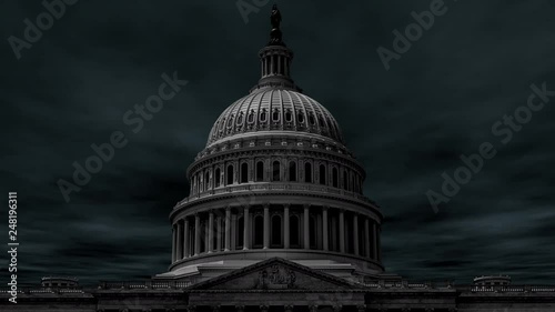 Dramatic storm clouds over the dome of the United States Capitol building in Washington DC