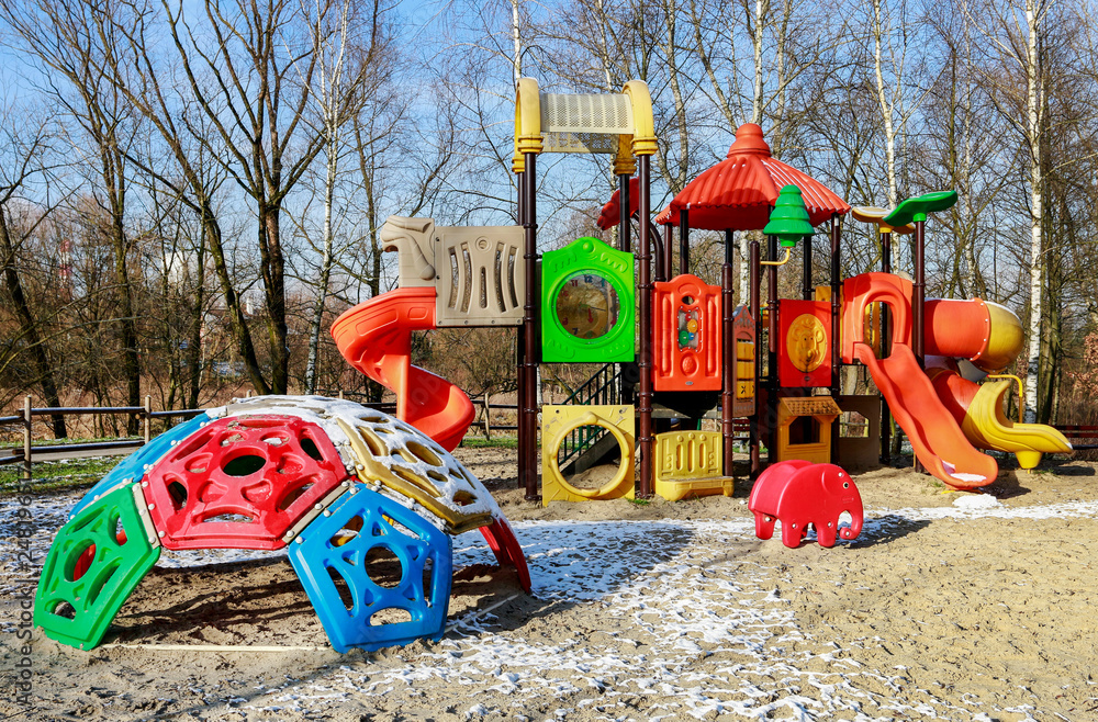 Children's playground in city park.