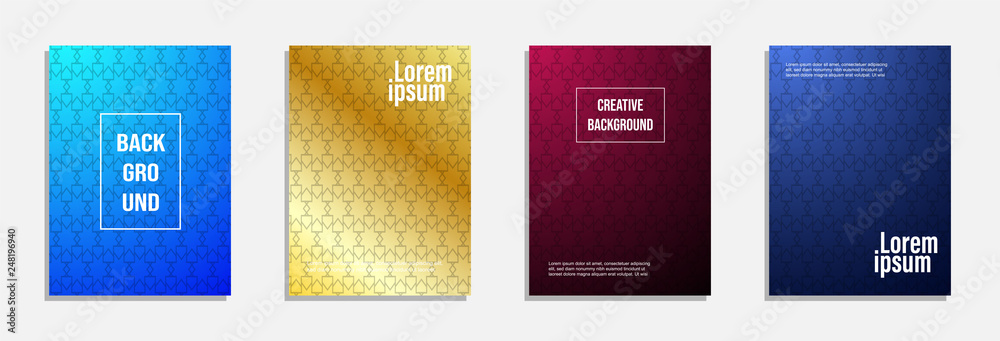 Colorful and modern cover design. Set of geometric pattern background Colorful and modern cover design. Set of geometric pattern background
