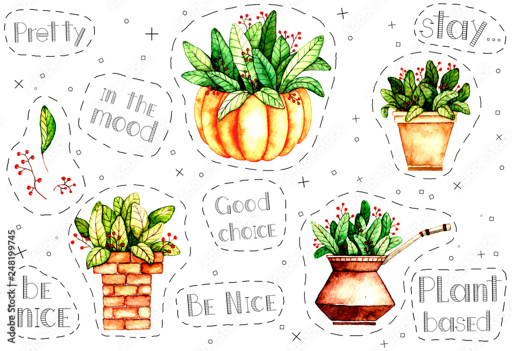 watercolor cute sticker pack watercolor cute sticker pack