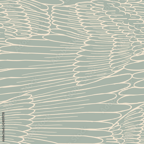 Light blue feather wings seamless pattern. Angel wings texture.