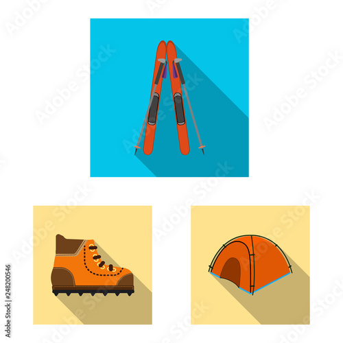 Vector illustration of mountaineering and peak logo. Collection of mountaineering and camp stock vector illustration.