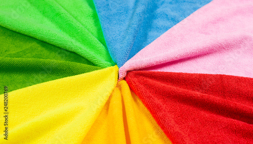 Fotografía Set of bright microfiber cloths for home cleaning.