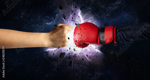 Two hands fighting with storm explosion concept  © ra2 studio