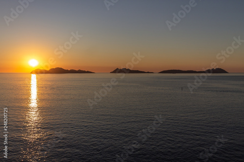 sunset on cies islands galicia