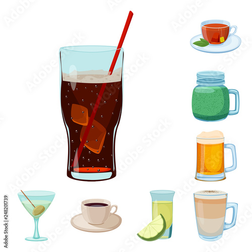 Isolated object of drink and bar sign. Set of drink and party stock vector illustration.