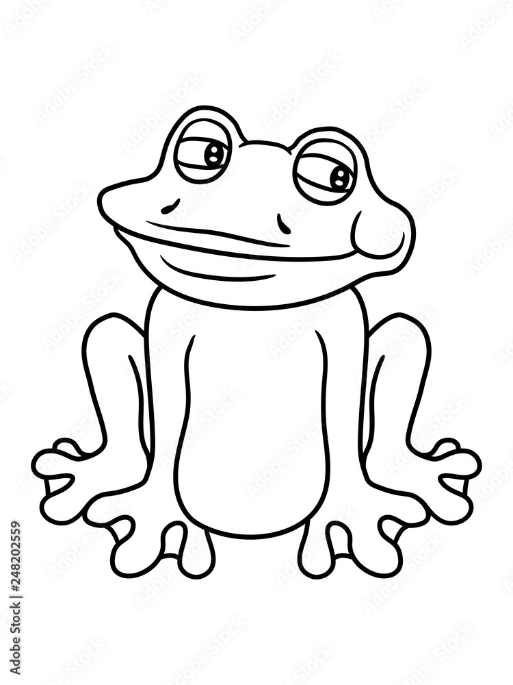 sizend frosch süß niedlich lustig comic cartoon clipart froschkönig kröte  Stock Illustration | Adobe Stock