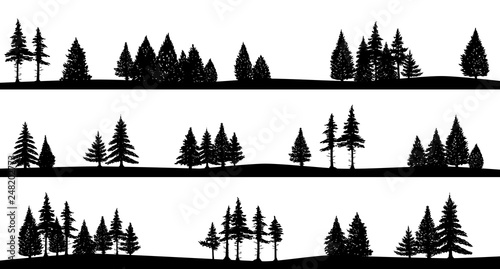 fir trees landscapes, vector set