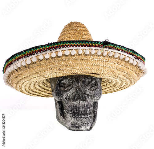 skull in sombrero, Day of the Dead