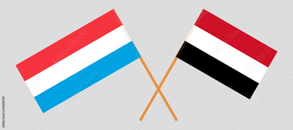 Yemen and Luxembourg. The Yemeni and Luxembourgish flags. Official colors. Correct proportion. Vector