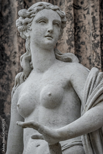 Statue of ancient sensual naked Renaissance Era woman in Potsdam  Germany  details  closeup
