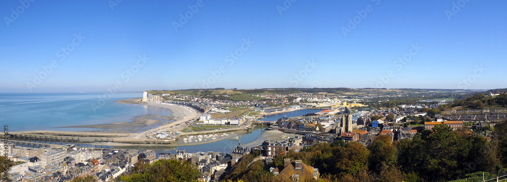 panoramic view of the town of Eu-Le Tréport in Normandy, on the Channel