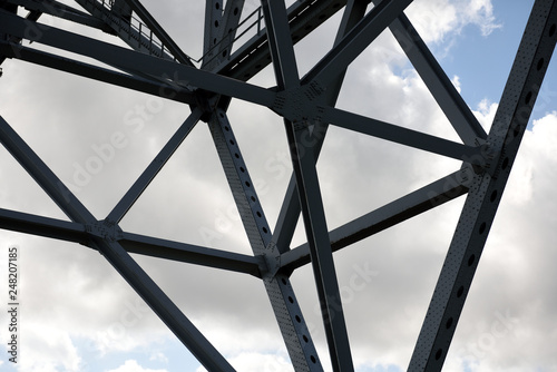  Steel metal bridge support girders and crossbeams of the Harbor Bridge in Corpus Christi, Texas , USA.