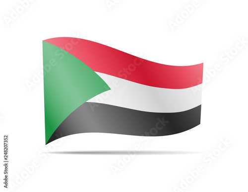 Free Download Waving Sudan flag in the wind. Flag on white vector illustration - GFXLoad
